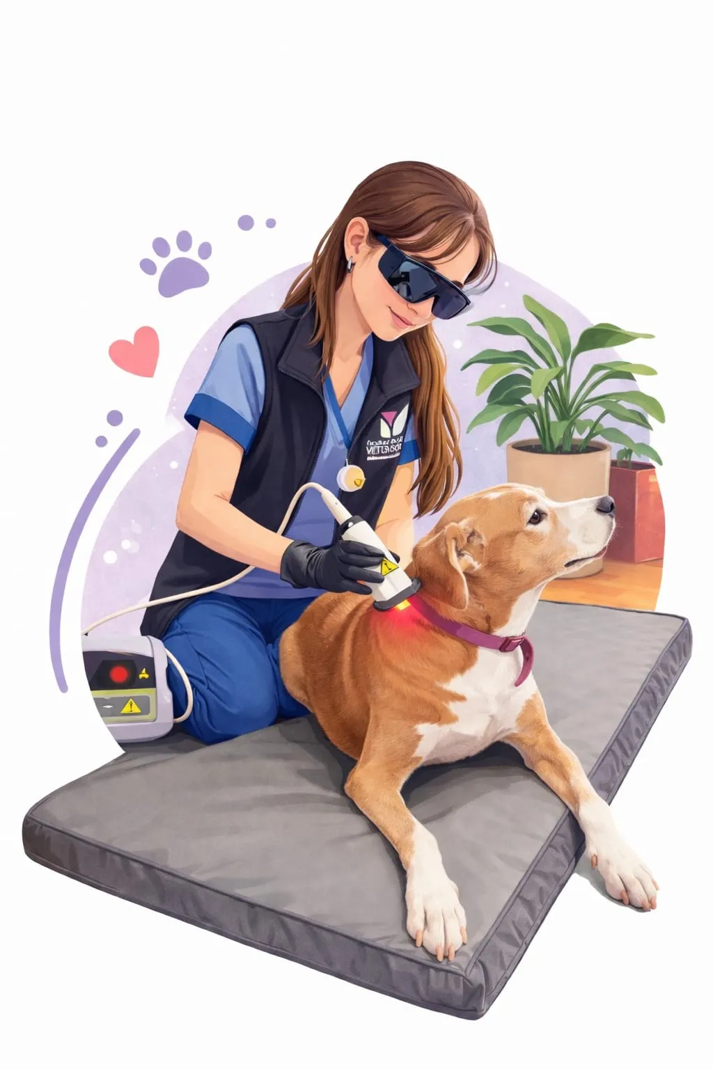 Dra. Katerina atendiendo a un perrito